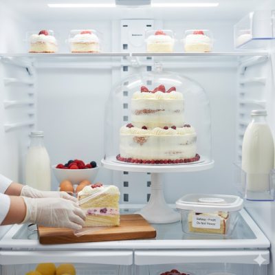 Bảo quản bánh kem trong tủ lạnh để giữ bánh tươi và tránh nhiễm mùi